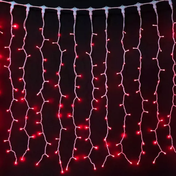 Светодиодный занавес 1*3 м., 420 разноцветных LED ламп, 24В., каучуковый белый провод, IP65, AUG420-8-1EPRGB