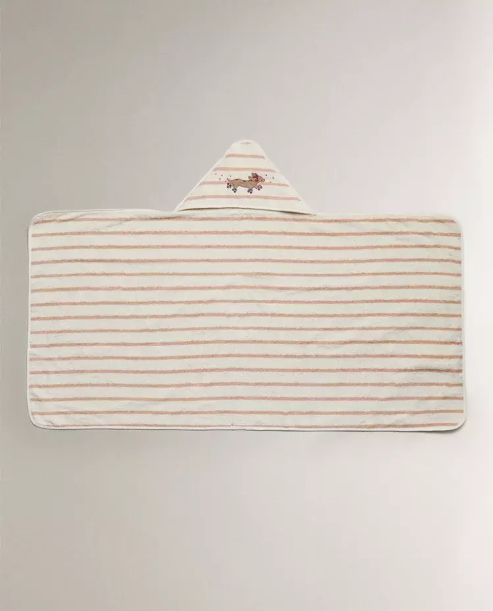 ZARA HOME ДЕТСКОЕ ПОЛОТЕНЦЕ С КАПЮШОНОМ И ВЫШИВКОЙ, РОЗОВЫЙ