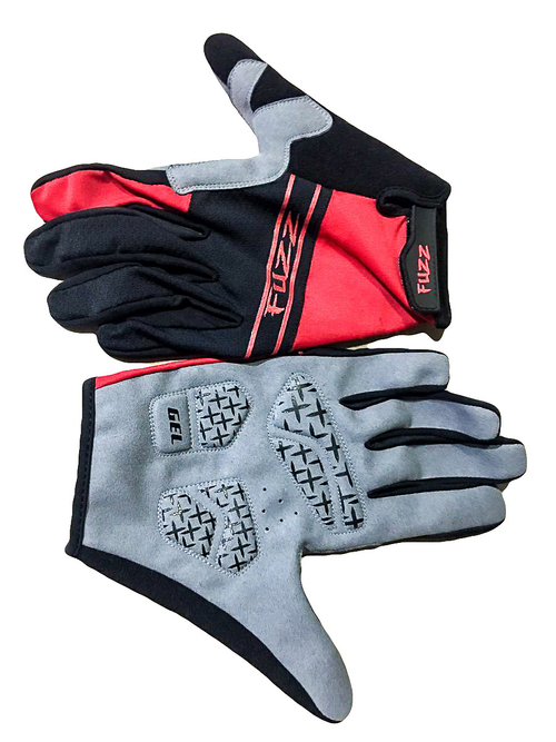 Перчатки лайкра, длинные пальцы, RACE LIGHT черно-красные, р-р XL, для сенсорных экранов, GEL, на липучке FUZZ