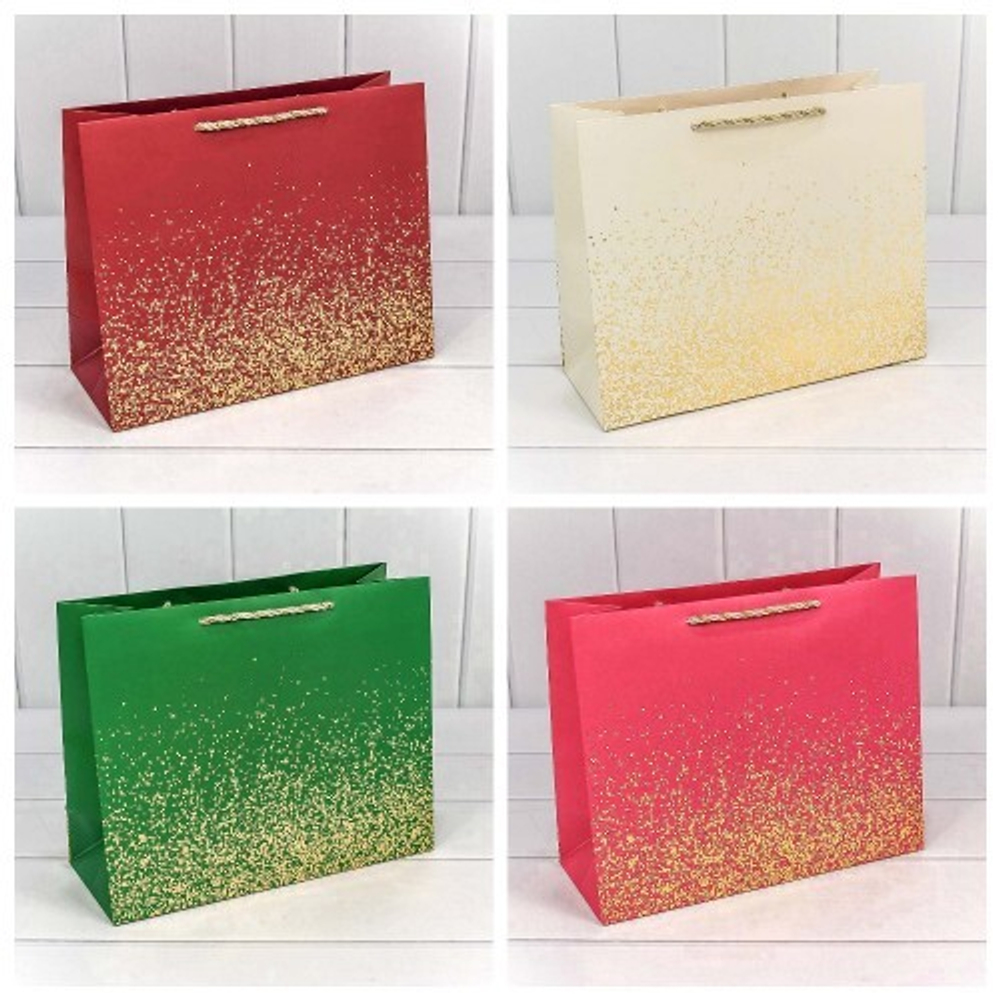 Пакет подарочный 32 х 26 х 13 см Набор 4 шт "Золотые вкрапления" (Микс)
