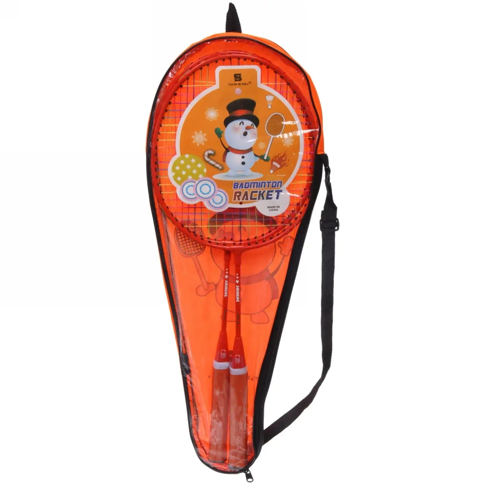 Бадминтон в наборе K-708 3 предмета: 2 металлические ракетки 56 см, чехол (красный)
