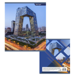 Тетрадь 48л., А5, клетка, Alingar " Архитектура города", скрепка, мелованный картон, блок офсет, 4 дизайна в пленке т/у