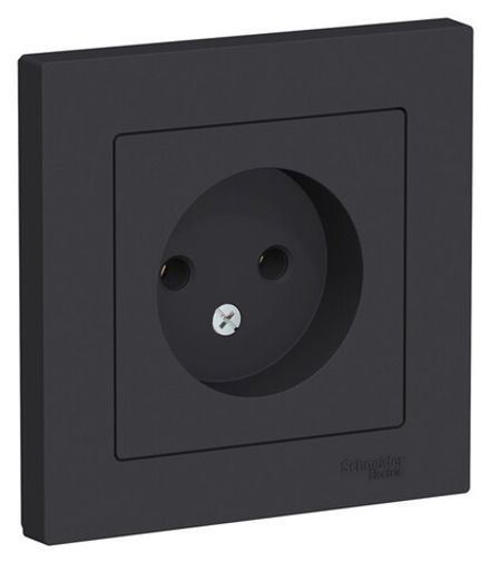 Розетка одноместная Systeme Electric AtlasDesign Карбон б/з с рамкой16А