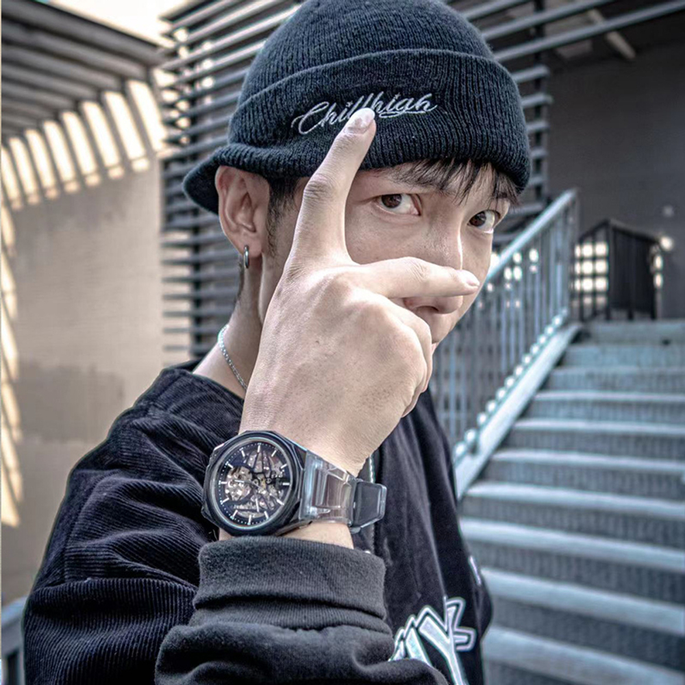 CHARLOTTE RAFFAELLI· Ice Resilience Collection Wrist Watch Automatic Mechanical Movement TPU Strap Skeleton Dial