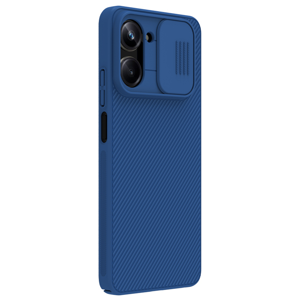 Чехол синего цвета от Nillkin серия CamShield Case для смартфона Realme 10 Pro 5G, с защитной шторкой для задней камеры