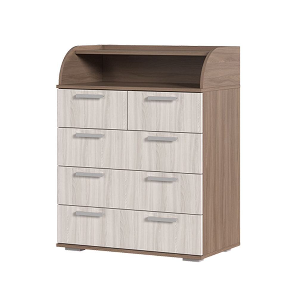 К-1 Комод 5 ящиков и 1 полка Ясень шимо темный / Ясень шимо светлый