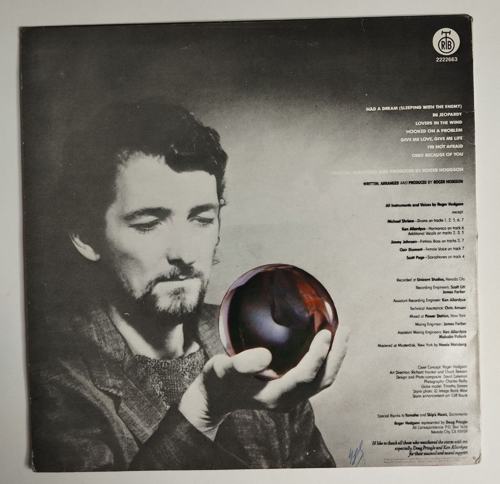 Винтажная виниловая пластинка LP Roger Hodgson In The Eye Of The Storm (Югославия 1985)