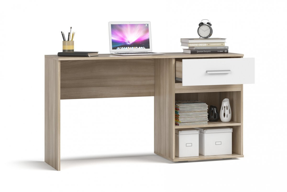 Стол письменный ЛЮКС Сонома+Белый снег