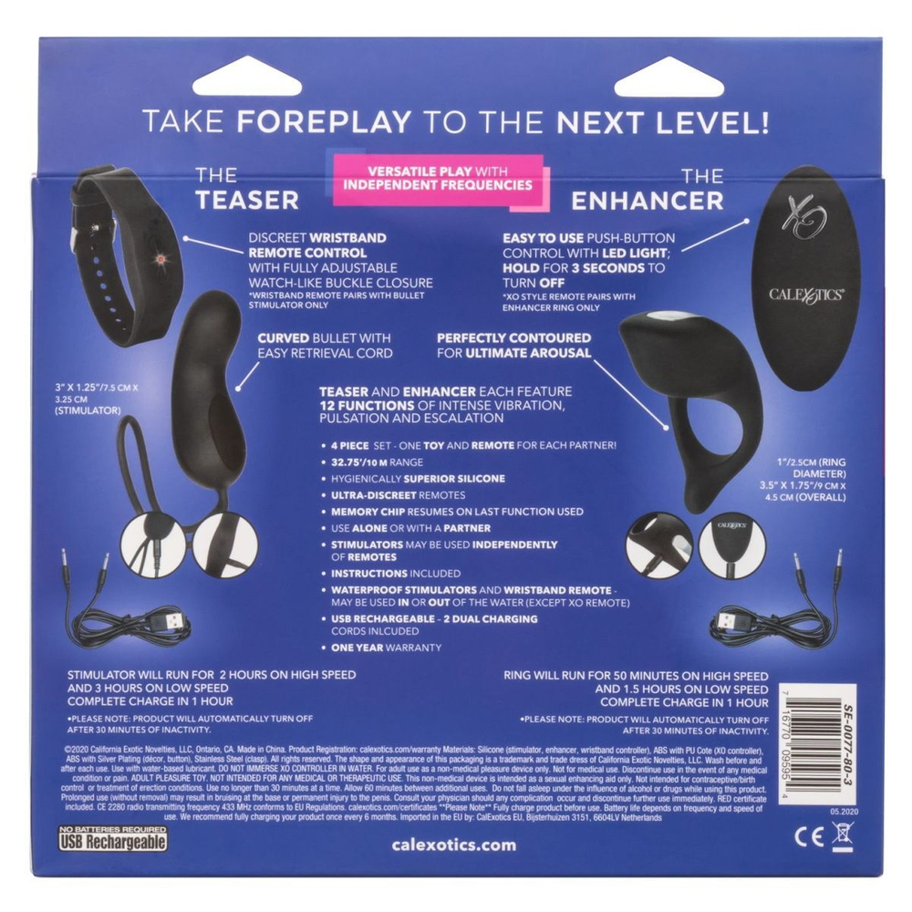 Черный вибронабор для двоих Silicone Remote Foreplay Set (Цвет: черный)