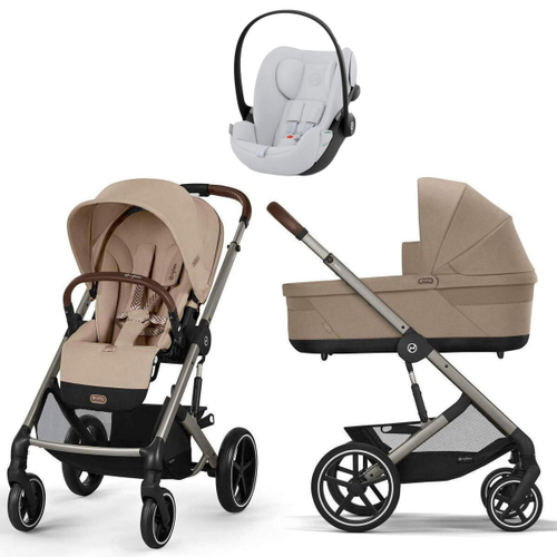 Коляска Cybex Balios S Lux TPE complete Cloud G Fog Grey 3 в 1 Almond Beige с дождевиками