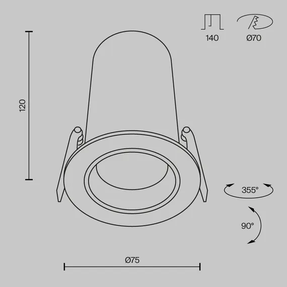 Встраиваемый светильник Фокус / FOCUS LED 12 Вт 3000 К 50° Technical dl125-l12-3k-b