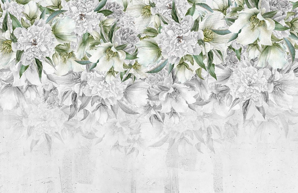 Фотообои акварельные белые цветы 05-194