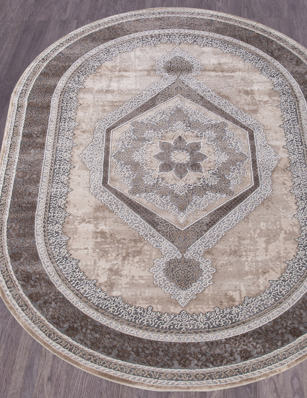 Ковер 04037C - GREY / BROWN - Овал - коллекция ARMINA размер 80*150 см