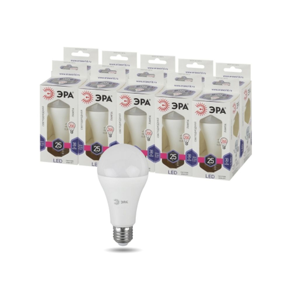 Лампа светодиодная ЭРА STD LED A65-25W-860-E27 25Вт груша холодный дневной свет Е27 | Лампы cветодиодные Груша (A)