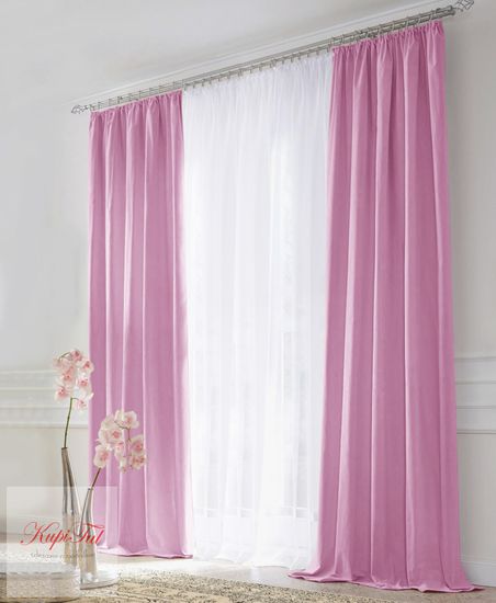 XL-Комплект штор блэкаут (сирень) и вуаль (белый)