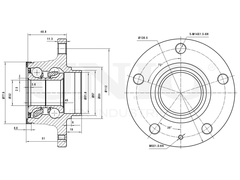 Ступица задняя (с ABS) UNIO HUB-20006