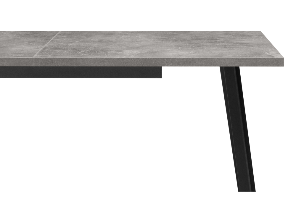 Стол деревянный Woodville Кортни 117 (157) x 77 бетон светлый, черный матовый, ножки черные