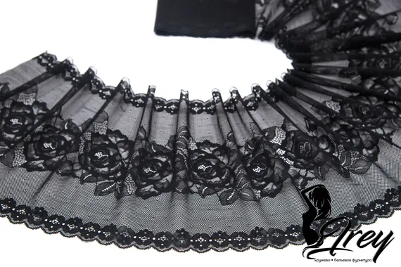 03-105 Кружево эластичное 20 см, черный 170