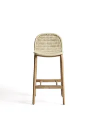 Уличный барный стул Alipa из акации и веревки цвета экрю, 75 см