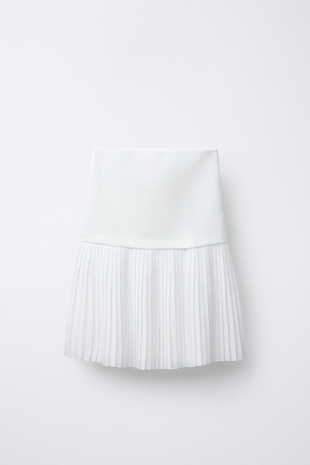 ZARA ПЛИССИРОВАННАЯ ЮБКА МИДИ, БЕЛЫЙ