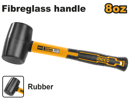 Молоток резиновый 220 g с фиберглассовой ручкойHRUH8208