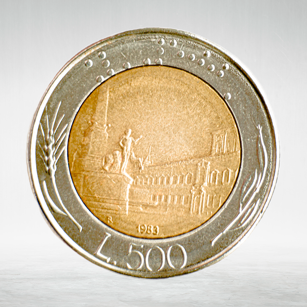 Italy 500 Lire 1983 R "Bimetallic – Head of Italy and Ship", AU