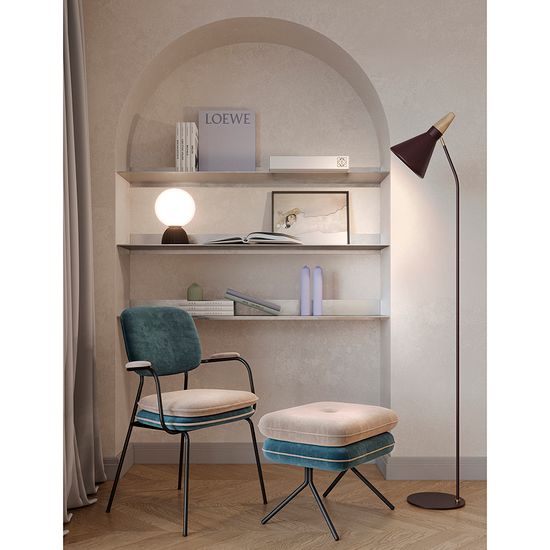 Стул с подлокотниками pea, велюр, сине-зеленый/бежевый