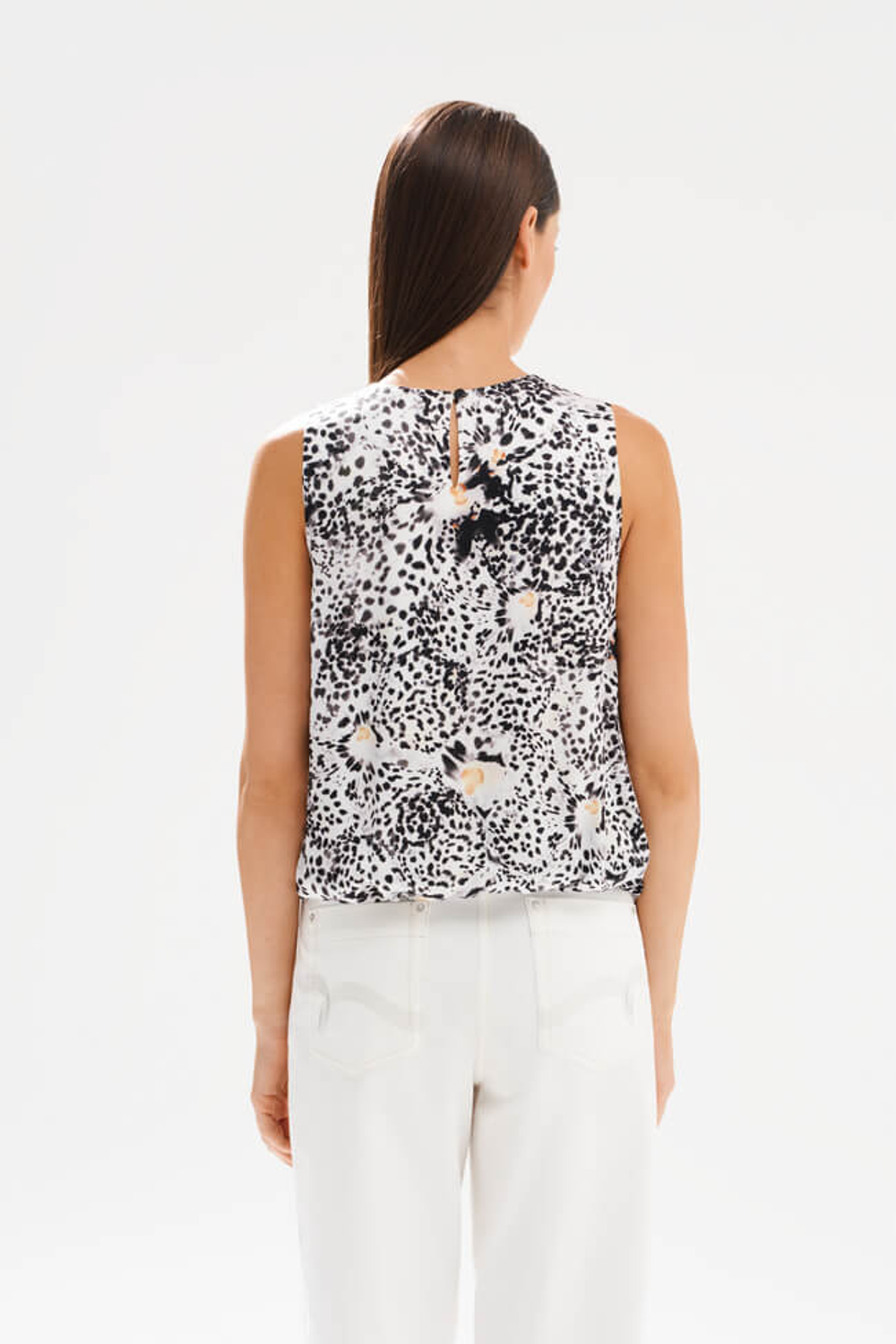 23558 Блузка женская (черно-молочный принт)