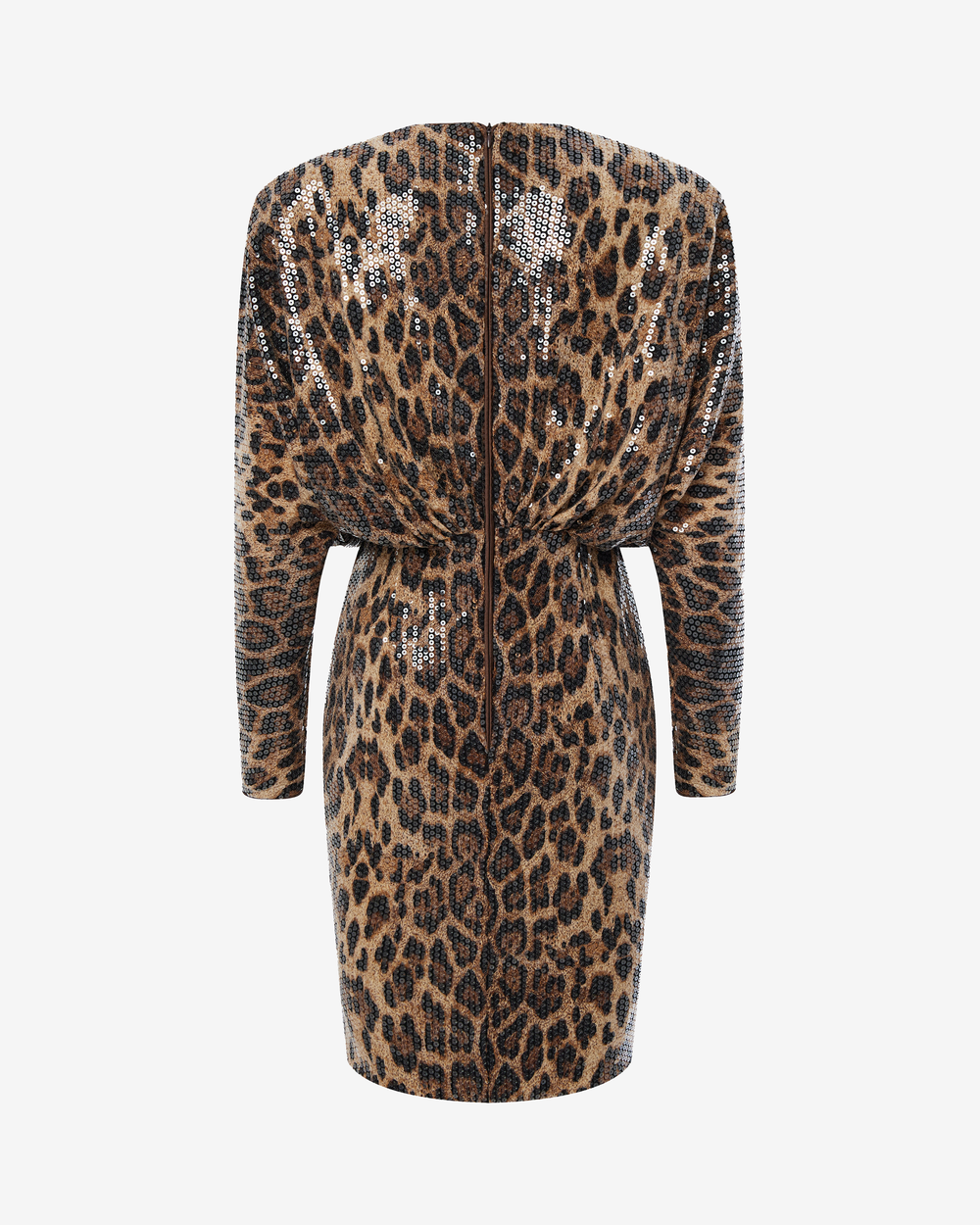 Платье миди из пайеток с леопардовым принтом