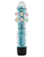 Прозрачно-голубой вибратор с дополнительными пупырышками - 16,5 см. (Цвет: голубой)