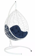 Подвесное кресло-кокон SEVILLA RELAX белое, темно-синяя подушка (Laura Outdoor)