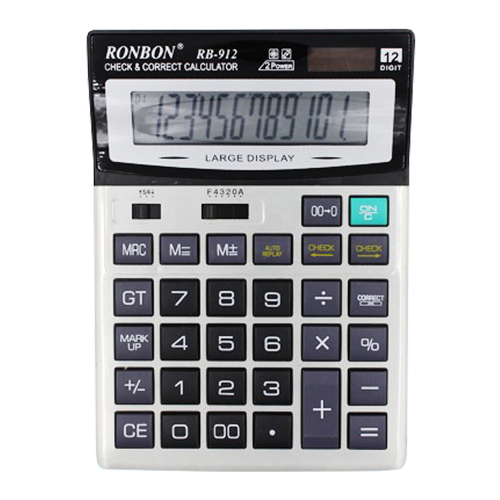 Калькулятор настольный Ronbon 12 Bit, LCD, 21.3*15.7*4.3 см, серый