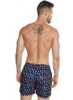 Мужские пляжные шорты с принтом в виде конфет (Размер: M) (Цвет: темно-синий)