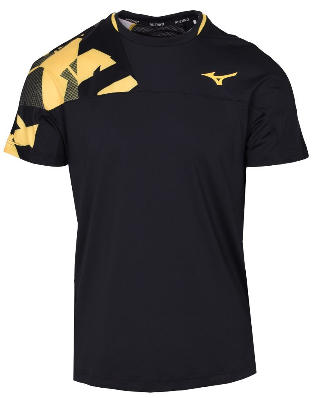 Теннисная футболка Mizuno Daybreakers Shadow - black/vibrant yellow