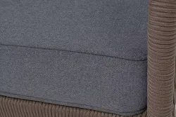 "Канны" диван 3-местный плетеный из роупа, каркас алюминий коричневый (RAL8016) муар, роуп коричневый круглый, ткань темно-серая 027