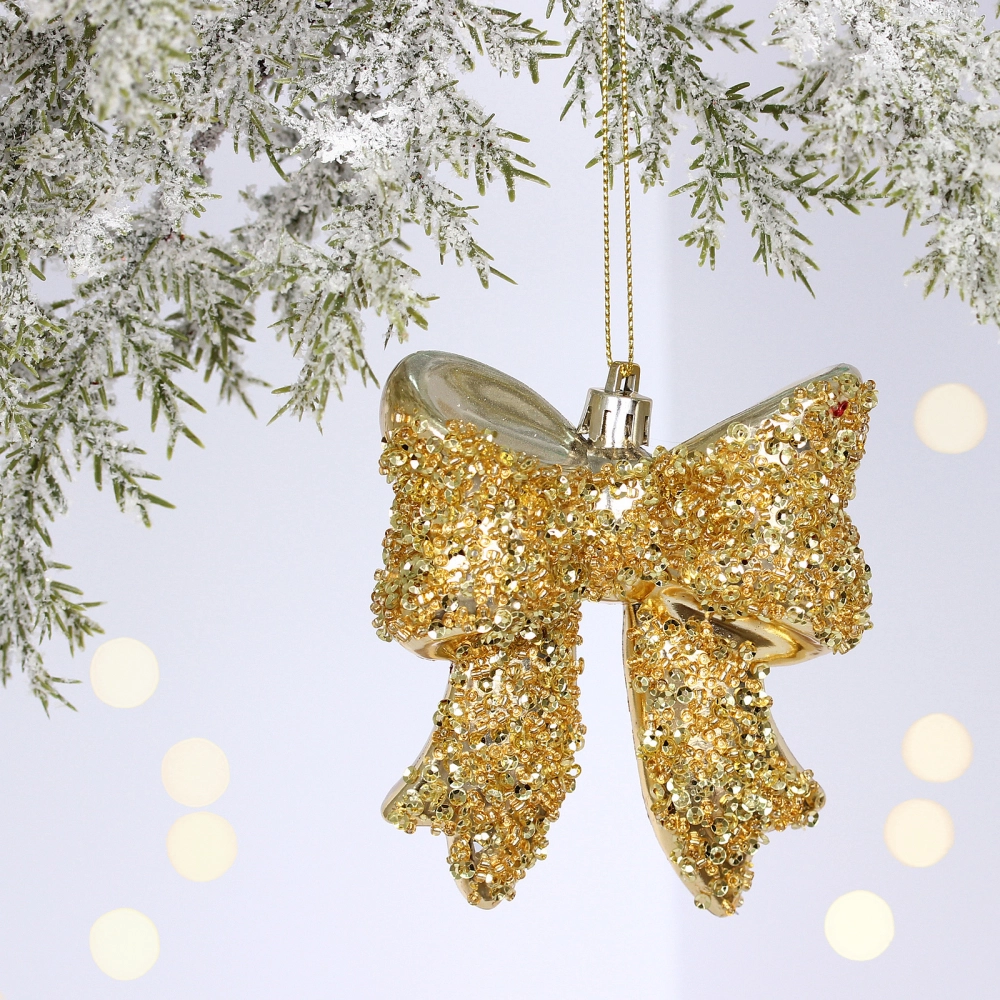 Ёлочная игрушка «Бант» 8.5*3*9.2 см, Шампань