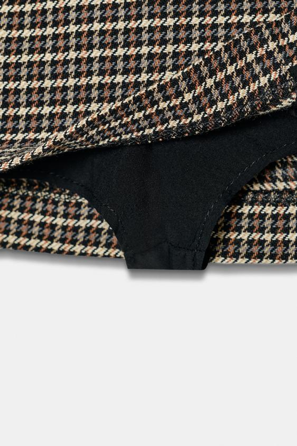 ZARA ЮБКА-ШОРТЫ «ГУСИНАЯ ЛАПКА» С РЕМНЕМ, СЕРЫЙ/НЕЖНО-КОРИЧНЕВЫЙ