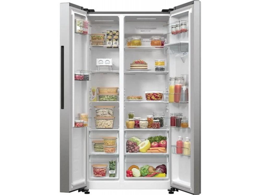 Холодильник двухкамерный Gorenje NRR9185EAXLWD Side by Side серебристый