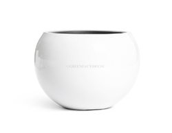 Кашпо TREEZ Effectory - серия Gloss - Полусфера - Белый глянцевый лак