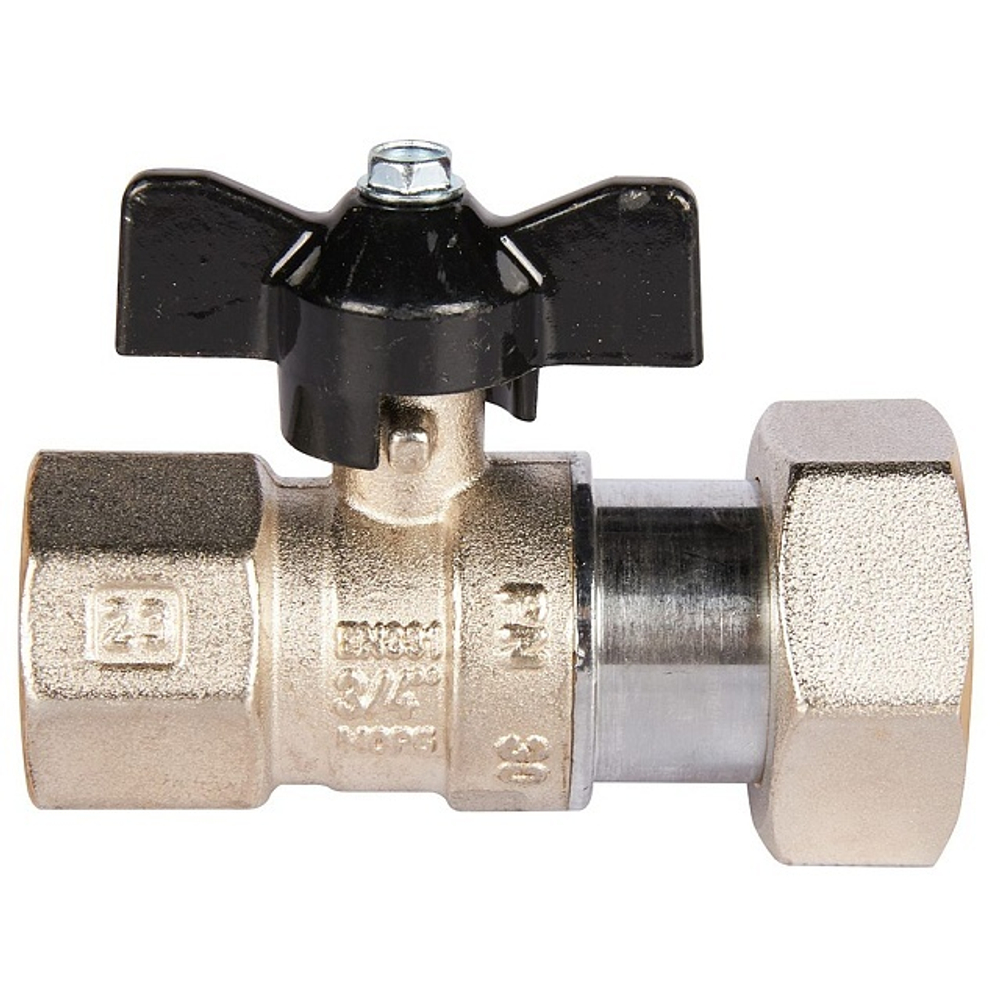 Кран шаровой с накидной гайкой STOUT 3/4"x1" ВР/накидная гайка (бабочка)