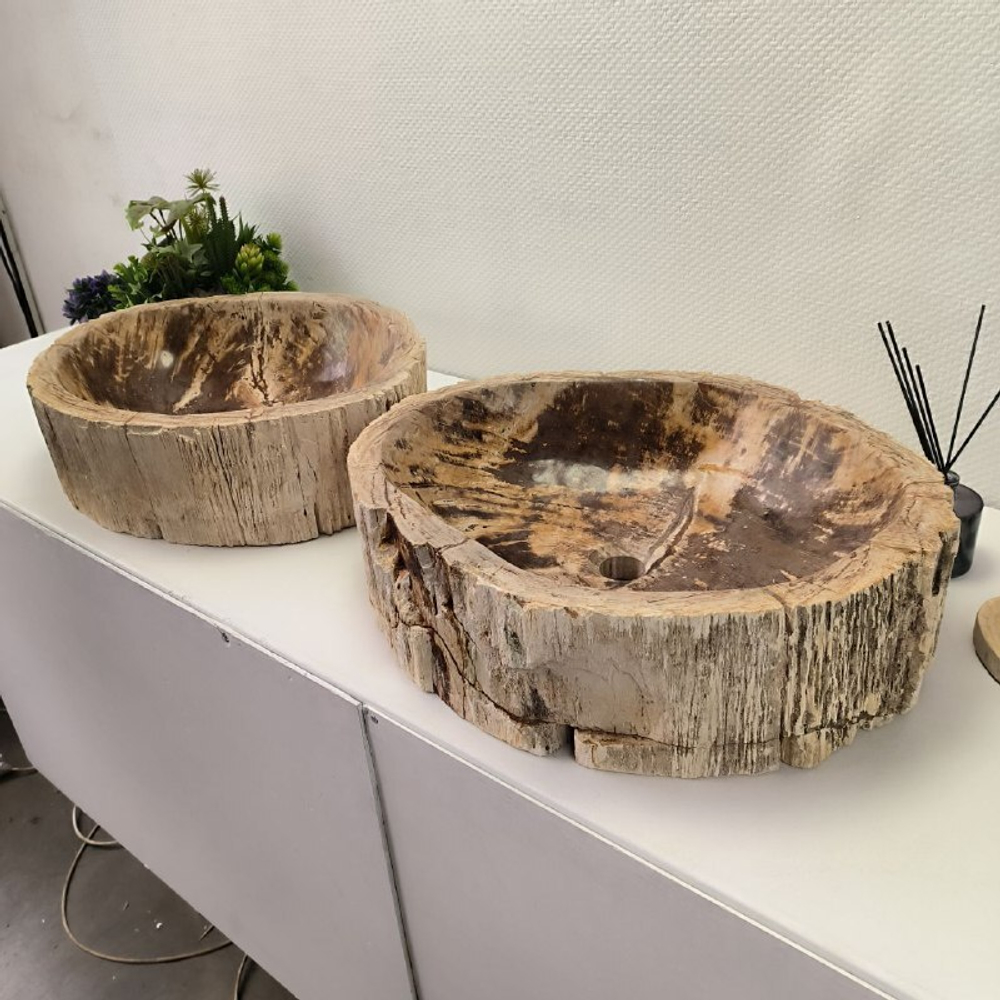 Раковина из окаменелого дерева ПАРА! OD-62099 57*46*16 2шт