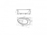 Ванна акриловая асимметричная БЕТТА 160х97 AQUATEK (с каркасом и фронтальной панелью)