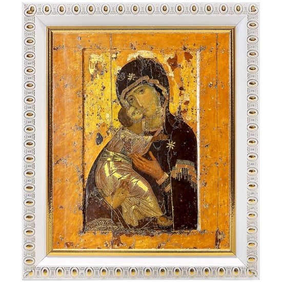 Купить икону Венчальная пара "Спас Вседержитель (Андрей Рублев, 1410 г), две иконы  в белых пластиковых рамках 12,5*14,5 см недорого