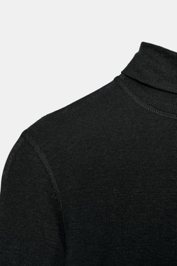 ZARA ФУТБОЛКА С ВОРОТНИКОМ-СТОЙКОЙ, ЧЕРНЫЙ