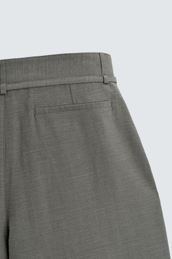 ZARA БРЮКИ BALLOON FIT С ЗАЩИПАМИ И ПОЯСОМ, АНТРАЦИТОВО-СЕРЫЙ