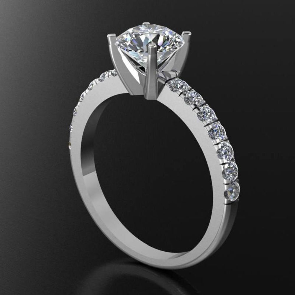 Кольцо Princess fianit round с дорожкой фианитов