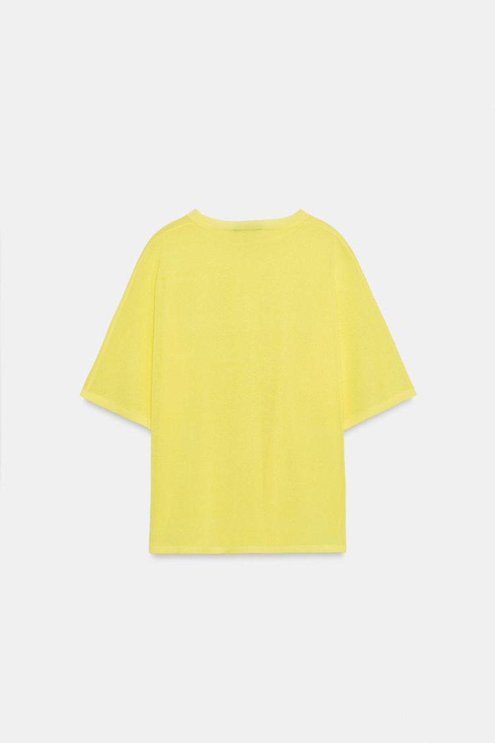 ZARA ТОП ИЗ ТОНКОГО ТРИКОТАЖА С КОРОТКИМ РУКАВОМ, ЖЕЛТЫЙ