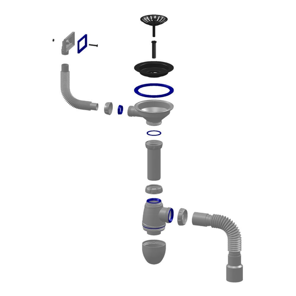 Сифон для мойки, бутыл, 4", 40х40/50, перелив., пер прям, с гофрой, Unicorn, В425P
