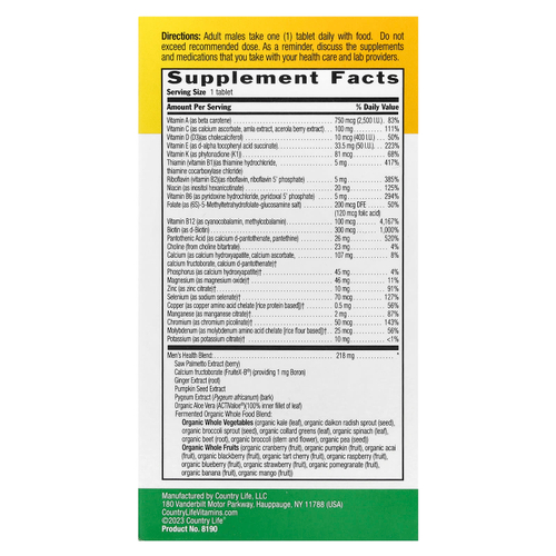 Country Life, Core Daily® 1, мультивитаминный комплекс для мужчин, 60 таблеток