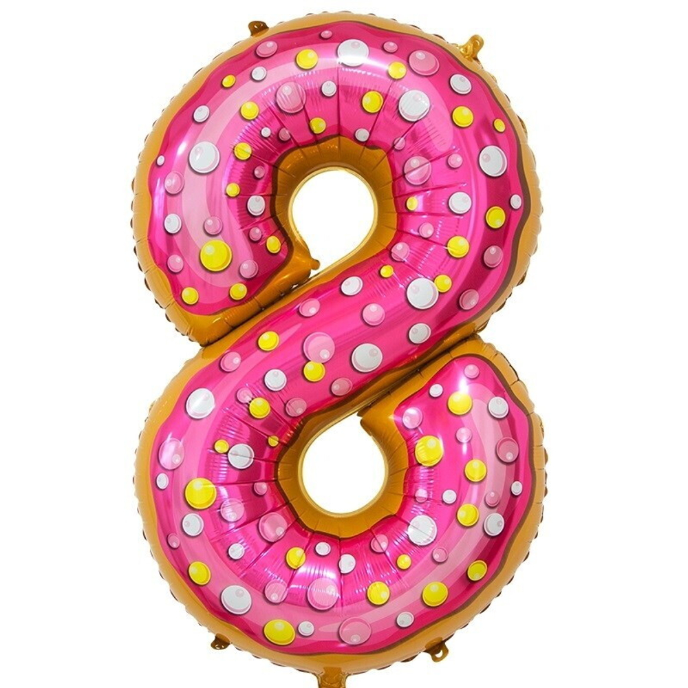 Шар фольгированный 32'/81см Цифра 8"Сладкий пончик»
